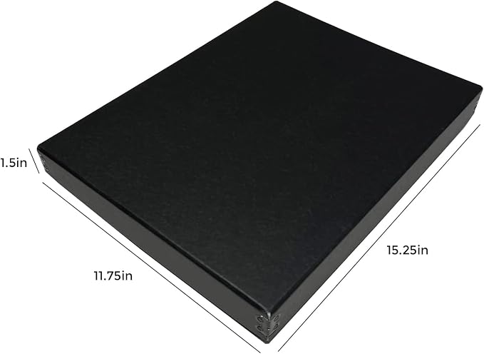 Lineco Museum Archival Storage Box, Drop Front, 11.75x15.25x1.5 in, Black | Acid-Free with Metal Edge, Preserves Picture Longevity, Organize Photos, Newspapers, Prints, Documents, Crafts, DIY - Image 2