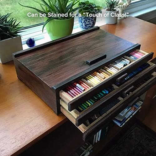 Creative Mark Pastel Storage Box, 3 Drawer Wood Box with Foam Lining, Sturdy and Stackable Art and Craft Supplies Storage Box for Artist Tools, Pens, Pencils and More, Natural Finish - Image 8