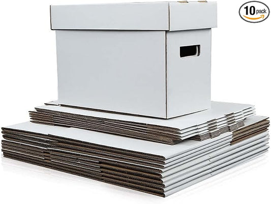ANDPLAY 10 Pcs Comic Books Storage Boxes With Lids Short Holds 150-175 Stackable Durable Archive White Comic Book Storage by ANDPLAY