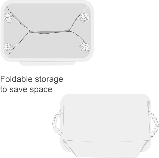 Decorative Basket for Organizing - Medium-1Pack 13.8L*9.8W*6.7H Rectangular Fabric Storage Bin Organizer Basket with Handles for Clothes (White) - Image 7