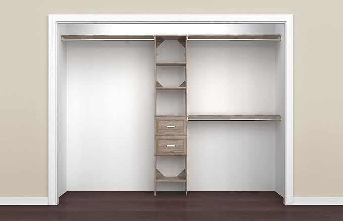 ClosetMaid SuiteSymphony Closet Organizer with Shelves and 2 Drawers, 16-Inch-Natural Gray - Image 9