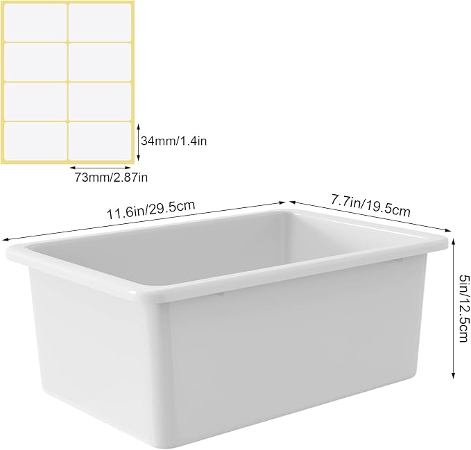 Outus 36 Pack Book Bins for Classroom Library Bulk Plastic Cubby Storage Bins Small Toy Organizer Containers with Self Adhesive Label for Kids Students Teachers School Office Home(White) - Image 3