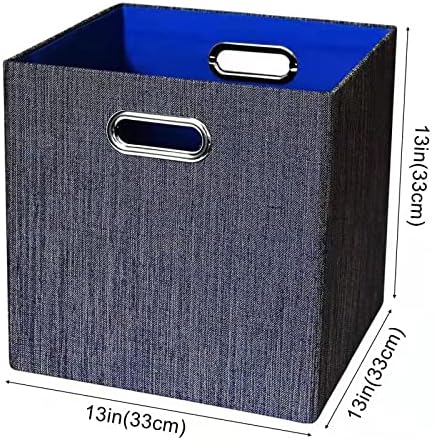 Posprica Storage Cube Basket Bins,13×13 Foldable Storage Containers for Shelf Cabinet Bookcase Boxes,Thick and Heavy Duty Fabric Drawer (4pcs, blue) - Image 3