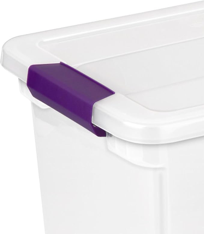 Sterilite ClearView Latch Boxes, Storage Bins with Lids, 27 Quart, 12-Pack | Clear Plastic Organizers with Color Accent Latches for Closet, Bedroom, Shelving Units, Dorm Room and Home Organization - Image 7