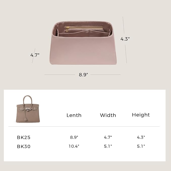 ZTUJO Silky Purse Organizer For Birkin, Luxury Purse Organizer Insert (Etoupe Grey, BK25) - Image 3