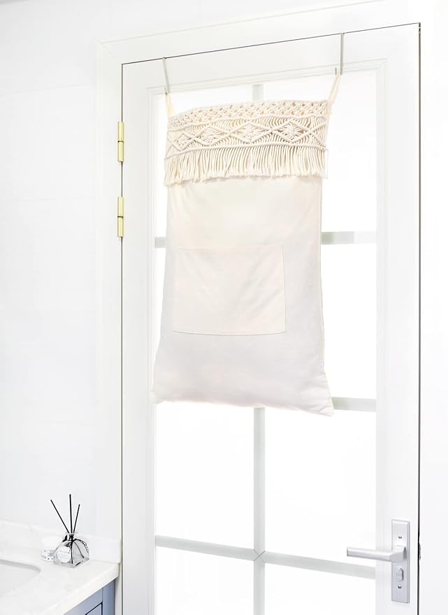 Mkono Macrame Over The Door Organizer and Hanining Laundry Hamper - Image 2