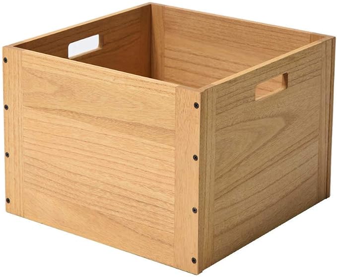 KIRIGEN Stackable Wood Storage Cube with Handles, Open Crate Bin, Natrual | Wooden Box and Open Front ,Stackable for Books, Clothes, and Closet Storage, Assembly Required, 14.17 x 14.17 x 10.31 Inch by KIRIGEN