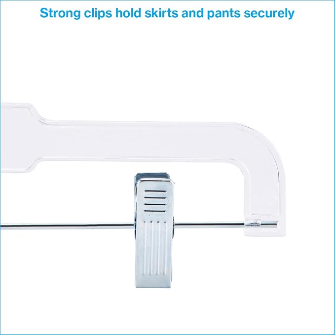 11 Inch Clear Plastic Kids Hangers with Clips - Case of 100 - Durable Kids Skirt - Image 3