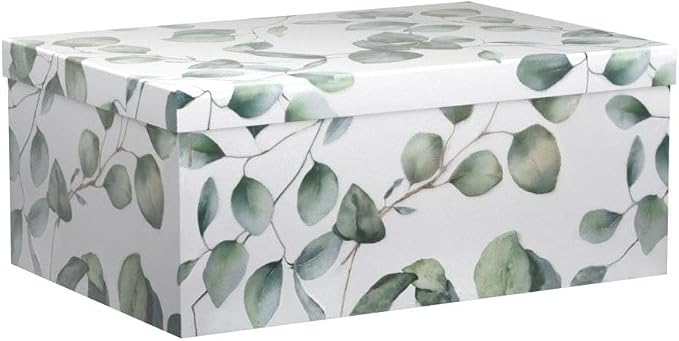 Soul & Lane - Eucalyptus Decorative Storage Boxes with Lids, Set of 3 | Large Nesting Cardboard Keepsake Boxes for Memories, Photos and Gifts, Pretty Leaves Print Containers for Home Decor - Image 4