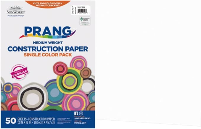 Prang Construction Paper, 12" x 18", Bright White, 50/Pack, 25 Packs | Formerly SunWorks, Class Pack, 1250 Sheets Total, P8707 - Image 4