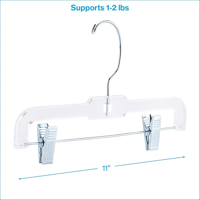 11 Inch Clear Plastic Kids Hangers with Clips - Case of 100 - Durable Kids Skirt - Image 5
