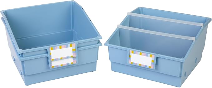 Really Good Stuff Picture Book Classroom Library Bins with Dividers, 6-Pack | Smoke Blue, 13.5 in W x 13.5 in D x 7.75 in - Image 7