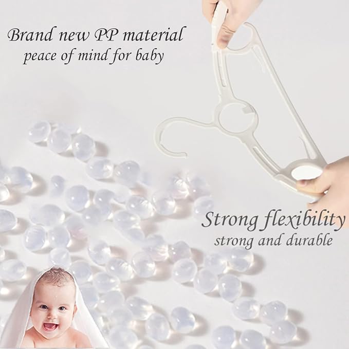 Baby Closet Hangers,20Pack Space Saving Kids Hangers White, | Non-Slip and Extendable Baby Nursery Closet Hangers,11-14" Adjustable Plastic Infant Hangers for Girl Boy Toddler Kids Child. - Image 6