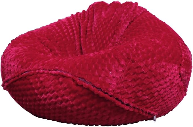 Soft Bean Bag Chair Cover No Filler Sofa Cover Storage Washable Bean Bag Cover Organizing Children Plush Toys for Living Room Bedroom (Red, 2.8 feet-33.5" 33.5"*17.7") by Huamengoo