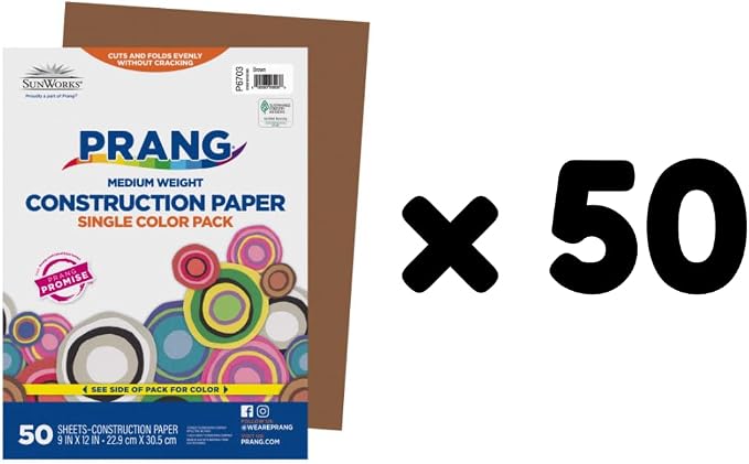 Prang Construction Paper, 9" x 12", Brown, 50/Pack, 50 Packs | Formerly SunWorks, Class Pack, 2500 Sheets Total, P6703 - Image 3