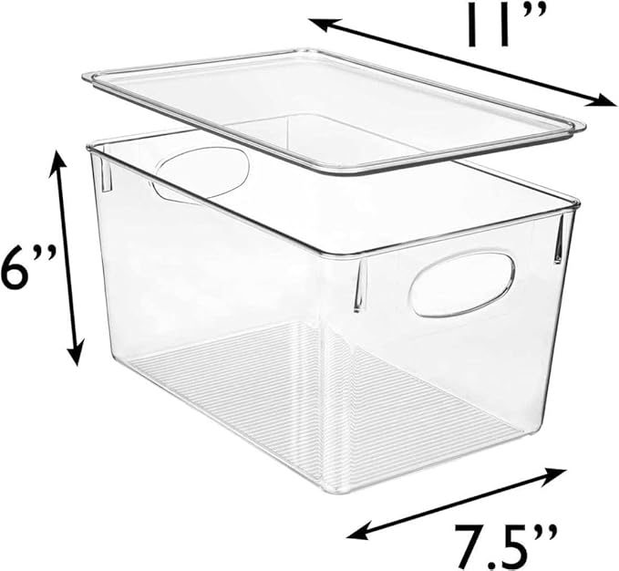 Clear Plastic Stackable Storage Bins with Lids, Pantry Organizers and Storage Containers Fridge Organizer Bins Kitchen Cabinet Organizer Bin for Organizing Under Sink Refrigerator Organization - Image 4