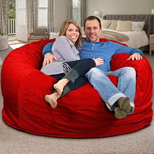 ULTIMATE SACK | 4 Ft Bean Bag Chair Replacement Cover Only | Red Suede | Removable Washable Cover only - Image 8
