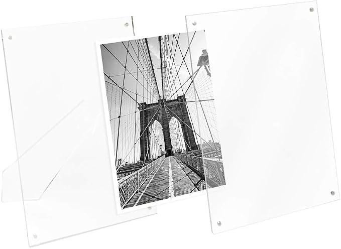 Isaac Jacobs 4x6 Clear Acrylic Magnetic Picture Frame with Two-Way Easel | Plain Acrylic Picture Frame, Magnetic Photo Frame, Made for Tabletop Display - Image 2