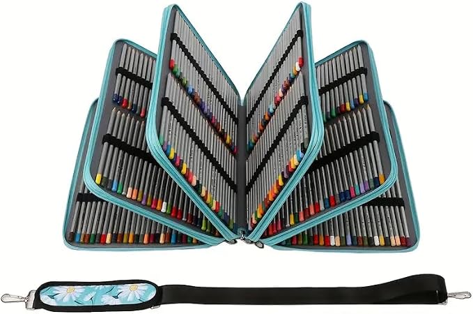 600-Slot Colored Pencil Case, 5-Layer Zipper with Shoulder strap and Handle | Organizer Bag for Pencil Storage Case for Artist Painter Office Sketch Travel Supplies - Image 2