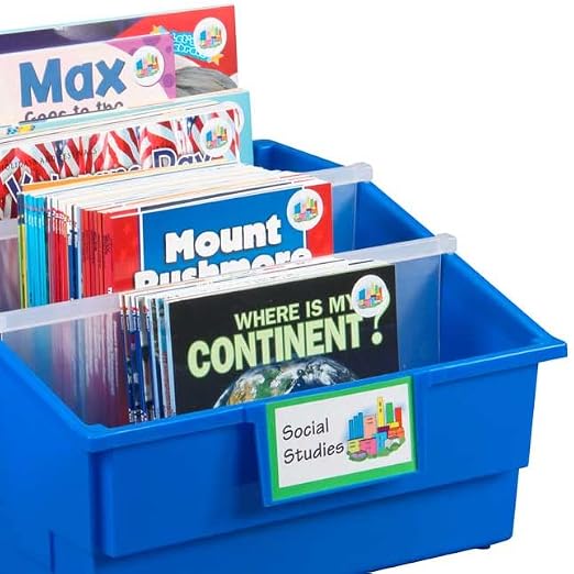 Really Good Stuff White Picture Book Classroom Library Bins, 4 Pack | 13.5" x 13.5" x 7.75, Large Plastic Bin Organizers for Book Organization, Documents, Files, Magazines - Image 5