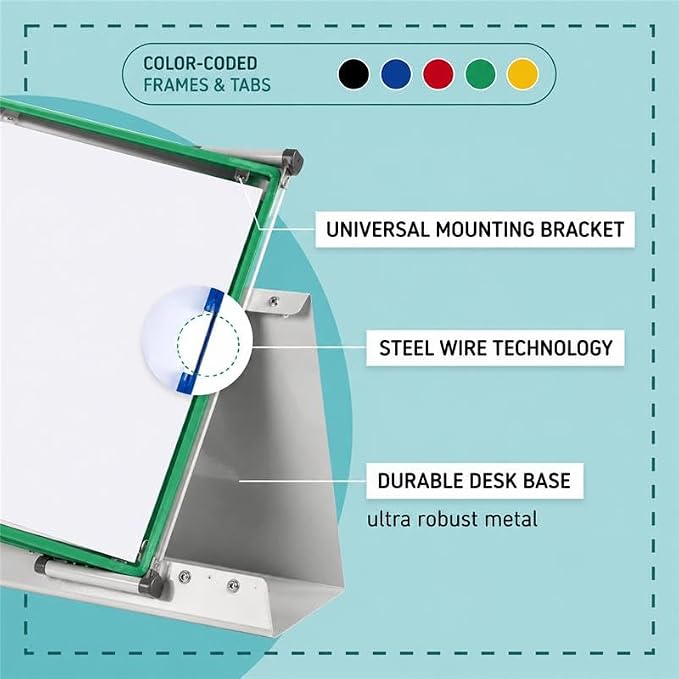 Tarifold Desktop Reference Display System, 10 Pockets, Expandable, Green | 10 Double-Sided PVC Pockets, Holds 20 Letter-Size Sheets, Sturdy Metal Base, Quick-Find Indexing, Quick and Easy to Assemble - Image 3