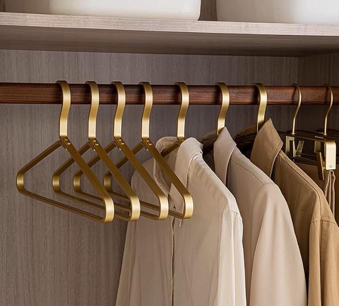 Premium Matte Gold Aluminum Coat Hangers 90 Piece Set, 16.5” Extra Smooth & Durable Metal Shirt Dress Hanger,Aluminum Alloy Hanger,Clothing Support,Clothing Hang - Image 2