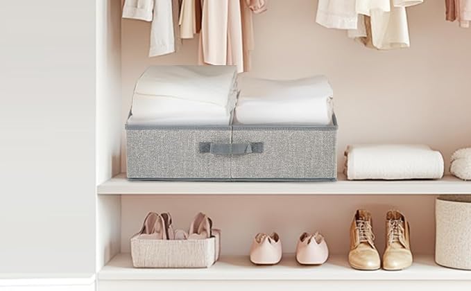 DAYARD Fabric Bins [3-Pack], Trapezoid Storage Bins with Handles, Foldable Baskets Storage Boxes for Shelves, Closet, Bookshelf, Organizer Containers, 20 x 11 x 8 inch Grey - Image 5