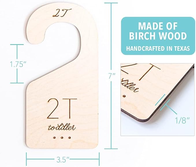 Loft Toddler Closet Dividers Durable Birch Kids Closet Organizer Timeless Etched Design for 2T-5T (Set of 4) - Image 4
