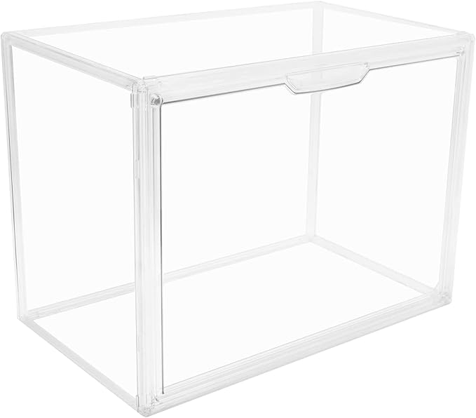 GUDEMAY Clear Stackable Plastic Storage Bins with Lid, Dustproof Acrylic Display Case for Collectibles, Large Figures Showcase, Shoe Storage Box, Closet Organizer for Book Cosmetic Purse (L, Count, 1) by HaveANiceDay