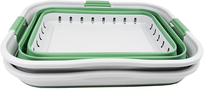 SAMMART 42L (11 gallon) Collapsible Plastic Laundry Basket - Foldable Pop Up Storage Container/Organizer - Portable Basket - Space Saving Hamper/Basket (Grey/Dark Sea Green (Set of 2)) - Image 4