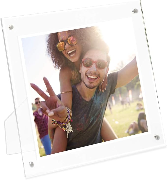 Isaac Jacobs 5x5 Clear Acrylic Magnetic Picture Frame with Two-Way Easel | Plain Acrylic Picture Frame, Magnetic Photo Frame, Made for Tabletop Display - Image 4