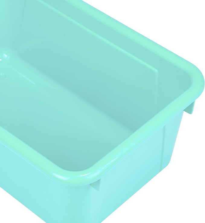 Storex Small Cubby Bins – Plastic Storage Containers for Classroom with Non-Snap Lid, 12.2 x 7.8 x 5.1 inches, Teal, (62412U05C) (Pack of 5) - Image 5