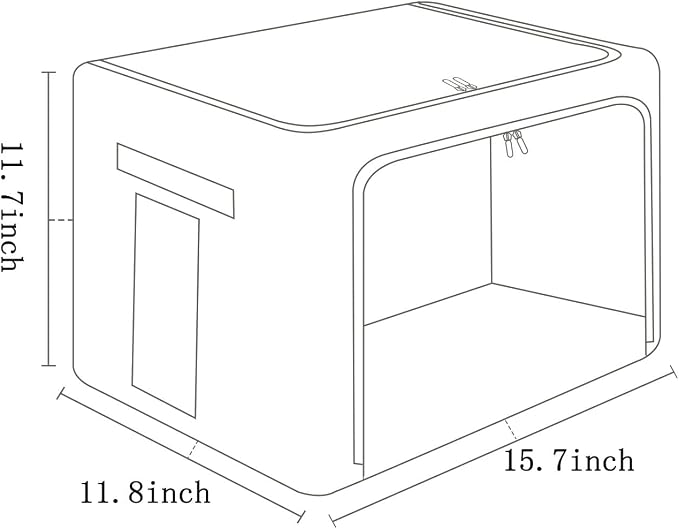 FHSQX 2 Pack Clothes Storage Bins with Metal Frame, Beige, 15.7x11.8x11.7 Inch - Image 5
