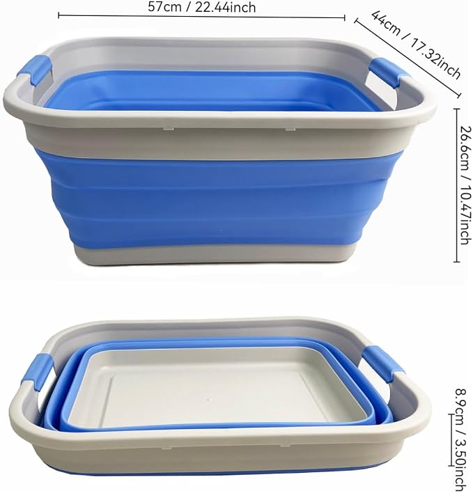 SAMMART 41L (10.8 gallon) Collapsible Plastic Laundry Basket - Foldable Pop Up Storage Container/Organizer - Portable Washing Tub - Space Saving (Grey/Little Boy Blue, Rectangular) - Image 6