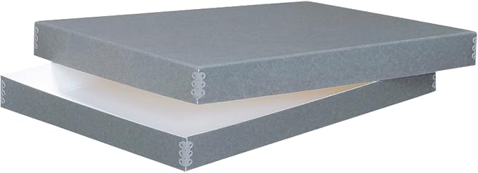 Lineco, Archival Newspaper Preservation Storage Box, 22''x15''x2'', Gray | Drop Front Design with Metal Edge, Acid-Free File Organizer, Preserve Photos, Documents, Scrapbook, Magazines, Negatives by Lineco