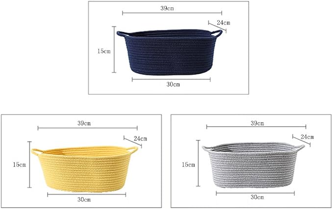 3Pack,Cotton Rope Basket,Woven Storage Basket,Toy Baskets,Baby Nursery toys, S 15.4 x 9.4 inches (39 x 24 cm) - Image 2