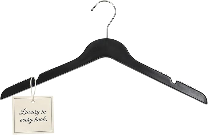 All Hung Up Hangers Slim Plastic Clothes Hangers, Space-Saving Design with Non-Slip Grip, Durable for Everyday Use, Black, 100 pcs by PerfectlyCloseted