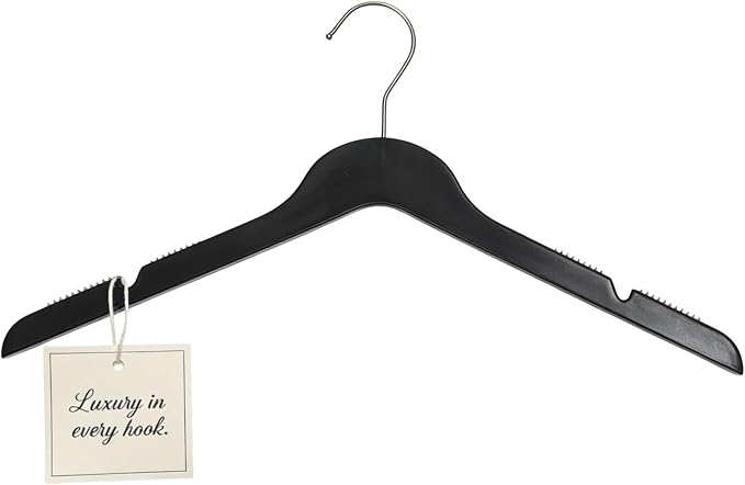 All Hung Up Hangers Slim Plastic Clothes Hangers, Space-Saving Design with Non-Slip Grip, Durable for Everyday Use, Black, 36 pcs by PerfectlyCloseted