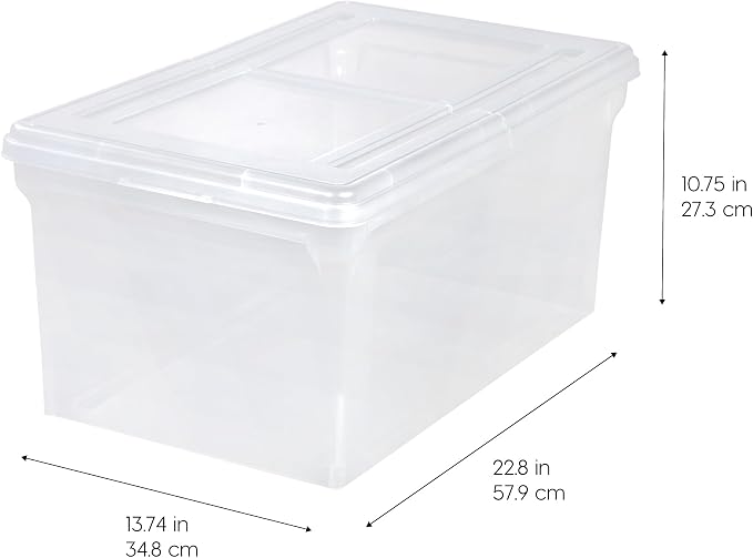 IRIS USA 5-Pack 44 Qt. Letter File Box with Hinged Lid, Clear | Organize lesson plans, classroom files and teaching materials with secure storage for teachers, schools and educators - Image 2