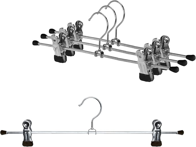 Mawa by Reston Lloyd Non Slip-Space Saving Clothing Hanger for Pant/Skirt with Two Non-Slip Clips, Style K/40D, 15.75", Set of 250, Black by Mawa