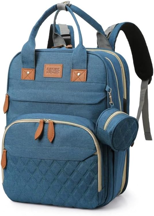HAWILAND Diaper Bag Backpack for Mom Dad, Large Travel Baby Bag, Lightweight Diaper Bag with Insulated Pockets & USB Changing Port, Blue by HAWILAND