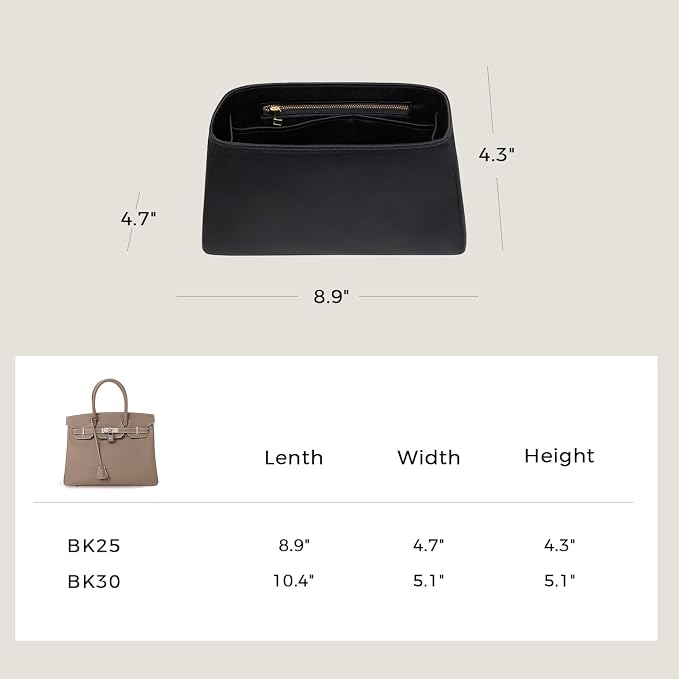 ZTUJO Silky Purse Organizer For Birkin, Luxury Purse Organizer Insert (Black, BK25) - Image 3