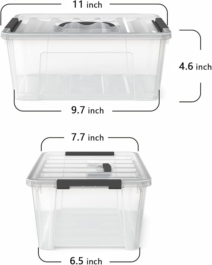 WYT 12 Pack Small 5-Quart Clear Plastic Storage Bins with Lids and Latch Buckles, Storage Organizer Container with Handle - Image 2