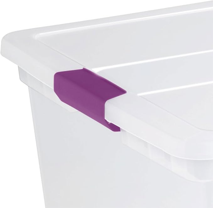 Sterilite 4-Pack 110 Quart ClearView Latch Box, Stackable Organizer Bins with Latching Lids - Clear Plastic Organization Containers for Closet, Bedroom, Shelving Units and Everyday Home Storage | Clear Plastic Organizers with Color Accent Latches for C... - Image 8