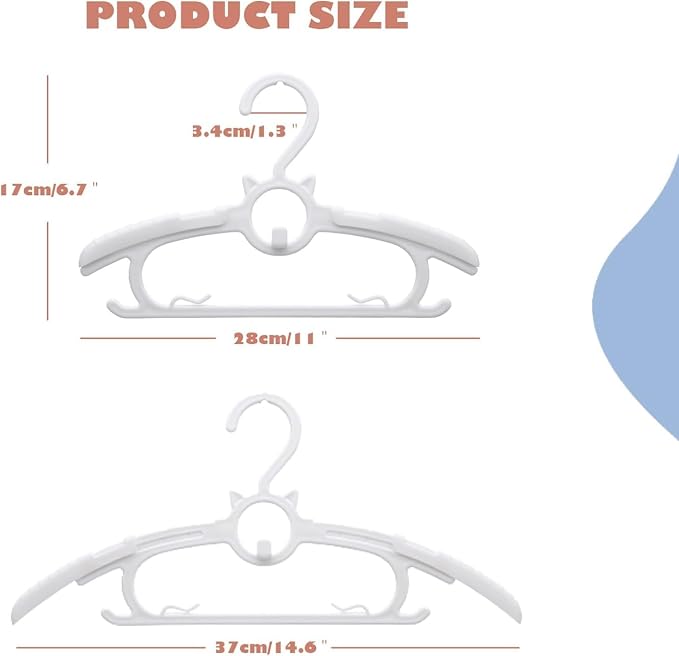Baby Closet Hangers,20Pack Space Saving Kids Hangers | Colorful Non-Slip Toddler Clothes Hangers 11-14" Adjustable Plastic Infant Hangers For Girl Boy Toddler Kids Child. - Image 2