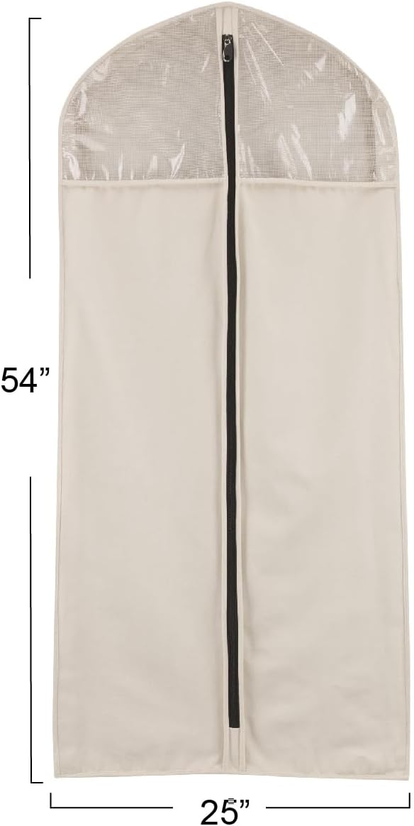 Household Essentials 3392-1 Cedarline Collection Hanging Garment Bag | Dress and Suit Protector | Natural Cotton Canvas,Off-White - Image 3