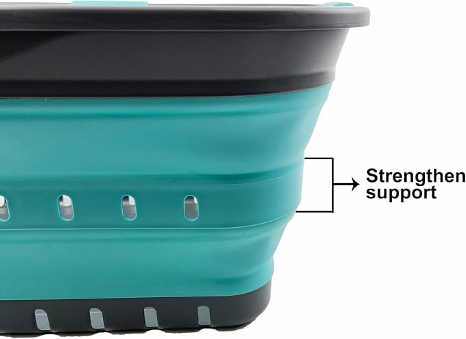 SAMMART 42L (11 gallon) Collapsible Plastic Laundry Basket - Foldable Pop Up Storage Container/Organizer - Space Saving Hamper/Basket (Grey/Crystal Blue) - Image 4