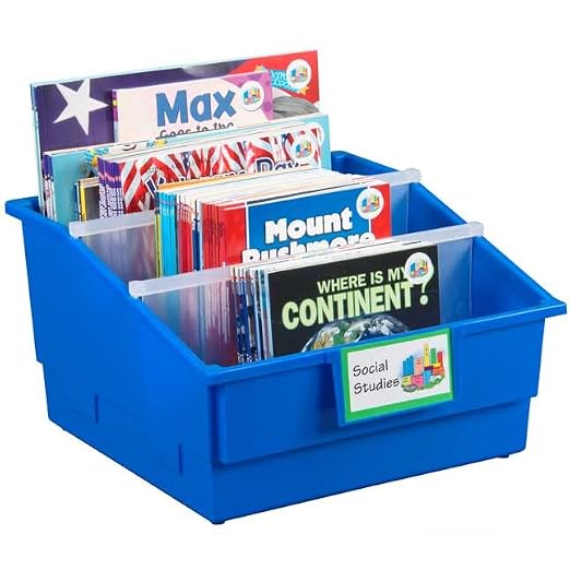 Really Good Stuff White Picture Book Classroom Library Bins, 4 Pack | 13.5" x 13.5" x 7.75, Large Plastic Bin Organizers for Book Organization, Documents, Files, Magazines - Image 4