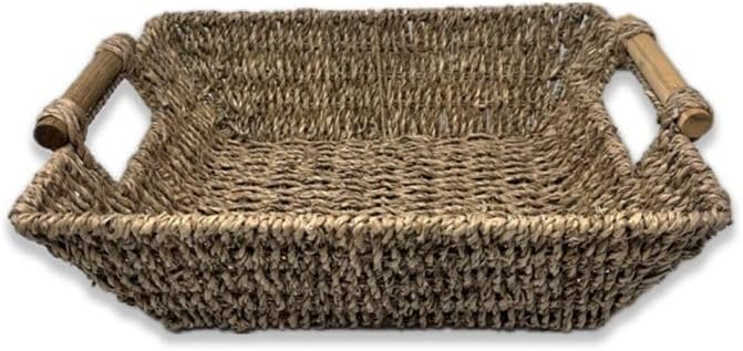 Premium Handmade 14" Tall Kalani Seagrass Basket with Bamboo Handle – Rustic Boho Organizer for Bathroom, Living Room & Entryway Storage by The Lucky Clover Trading by TheLuckyCloverTradingCo