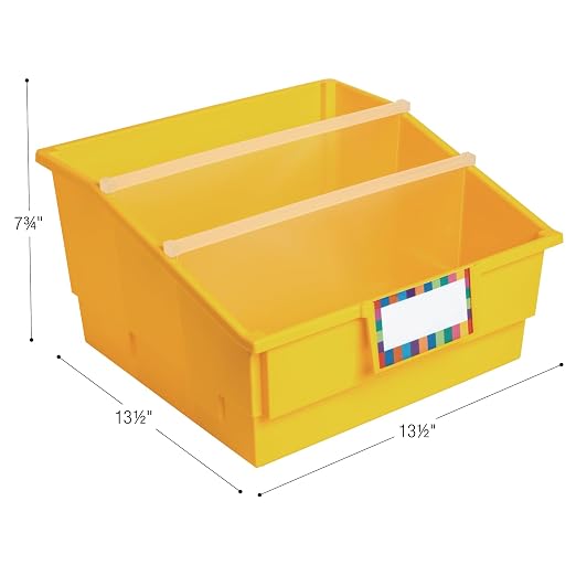 Really Good Stuff Picture Book Classroom Library Bins with Dividers | 13.5" x 13.5" x 7.75, 4-Pack, Rainbow, Large Plastic Bin Organizers for Book Organization, Documents, Files, Magazines - Image 4